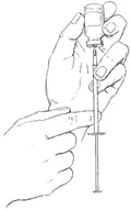 Trimix injection Step 6: Tap syringe to remove air bubbles before penile injection — safe Trimix ICI technique